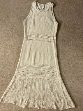 Johnny Was Cream Crochet Midi Dress